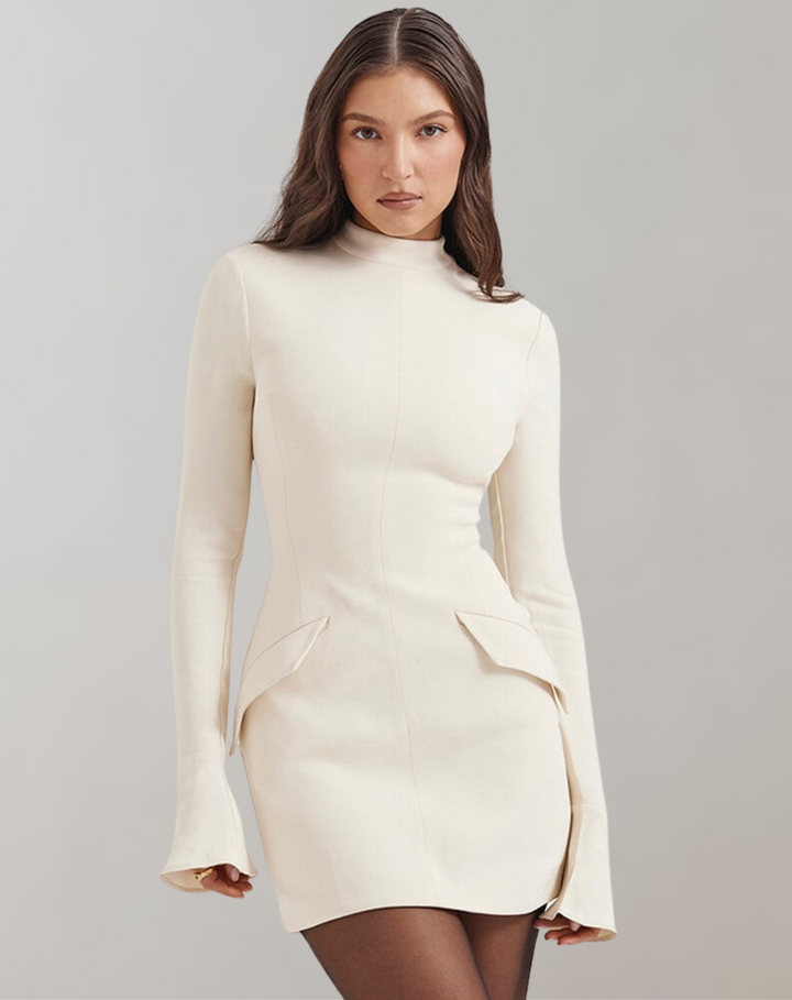 W&W Mode - Cocktail Kleid Schick | Enges Minikleid mit Taschen