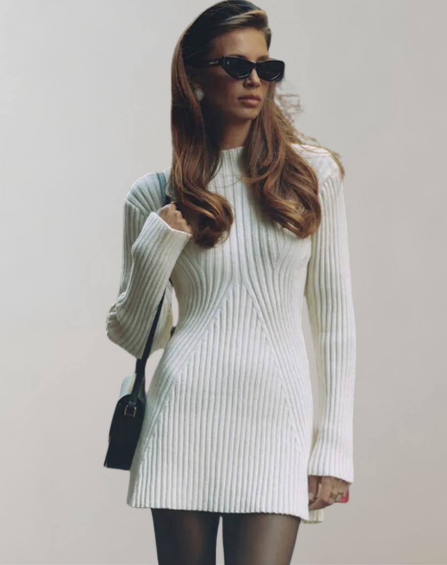 WW - Schick Minikleid Gerippt | Weiches Bequemes Kleid | Hausanzug Sommerkleid