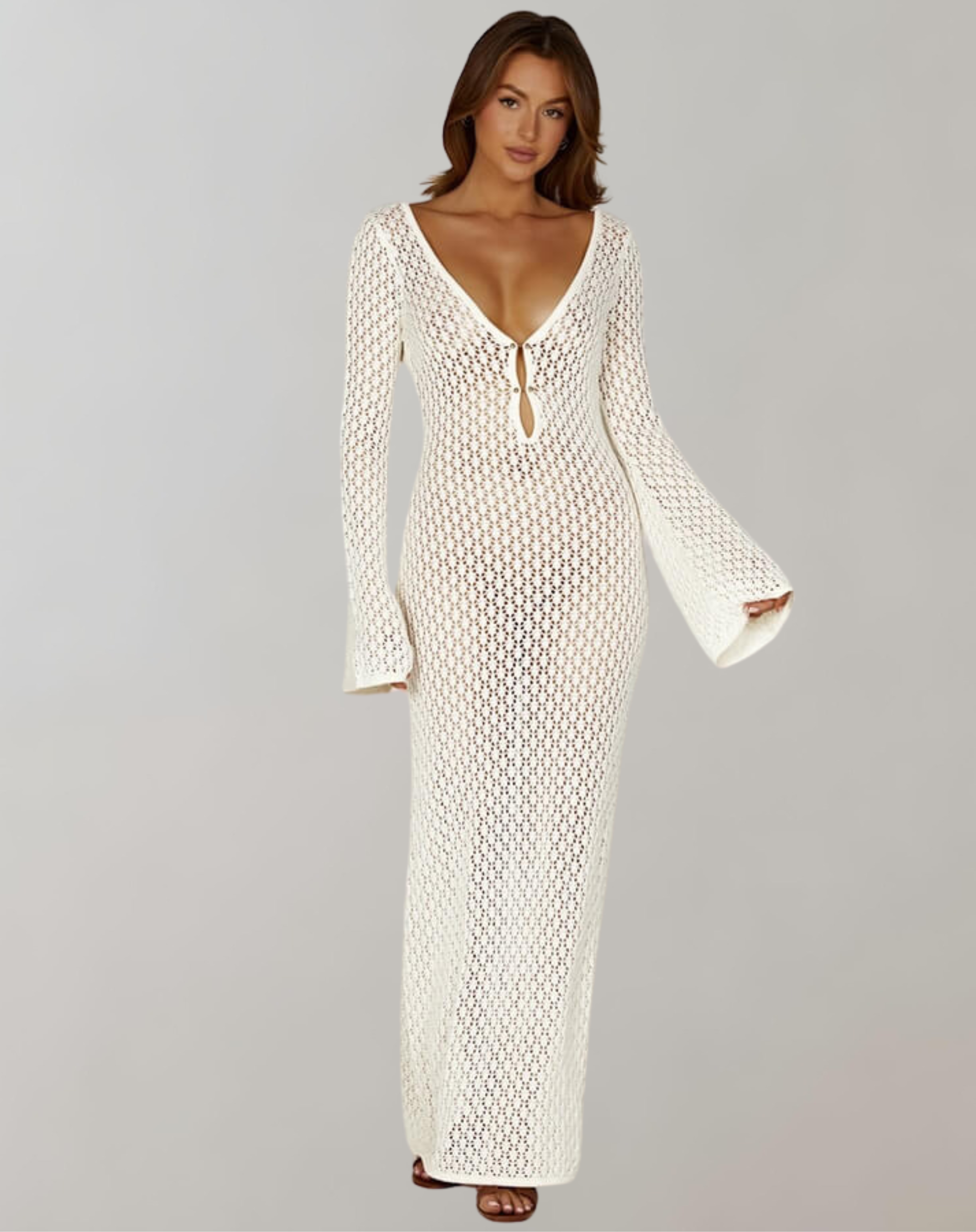 WW - Gehäkeltes Maxikleid | Cover Up Sommerkleid | Sexy Kleid Damen