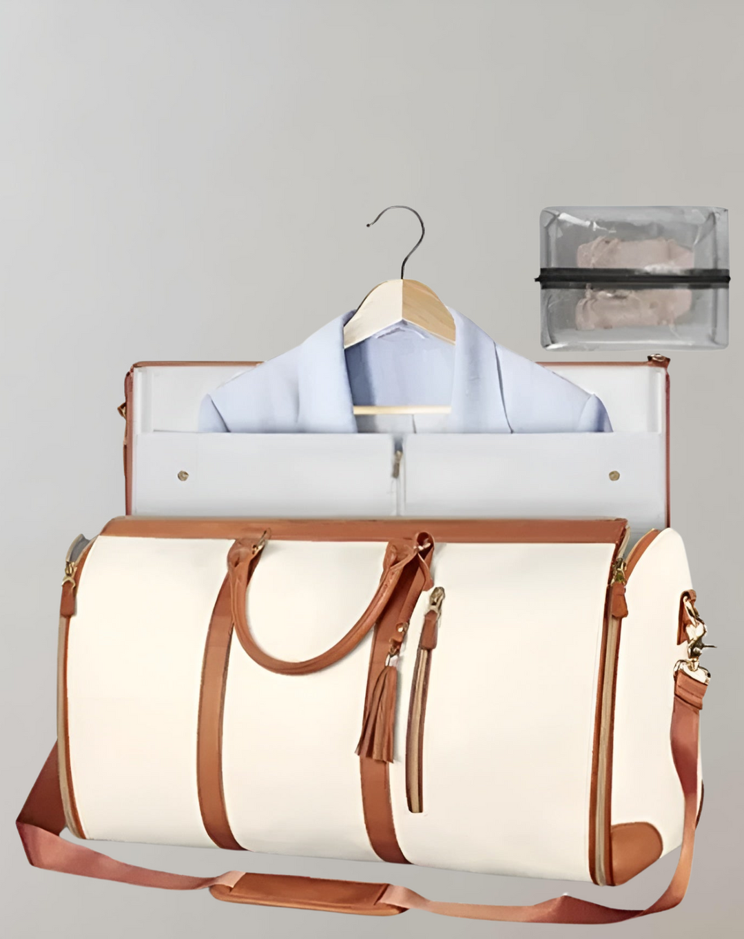 W&W Mode - Eleganter Kleiderorganizer Umhängetasche aus Vegan Leder