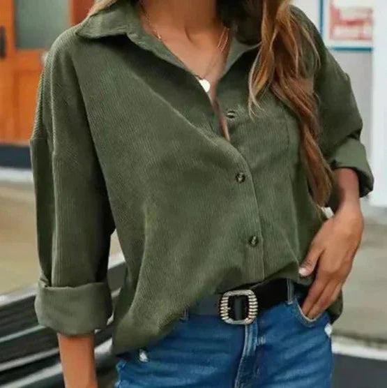 WW | Schicke Herbstcordbluse mit Knopfschluss für Frauen