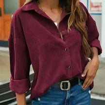 WW | Schicke Herbstcordbluse mit Knopfschluss für Frauen