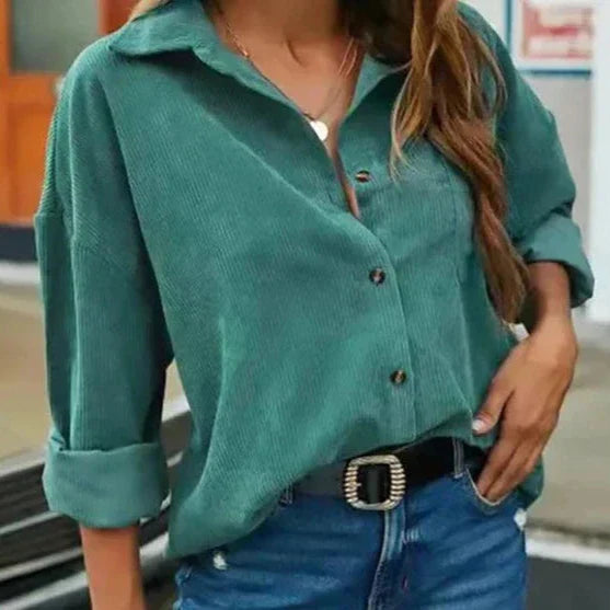 WW | Schicke Herbstcordbluse mit Knopfschluss für Frauen
