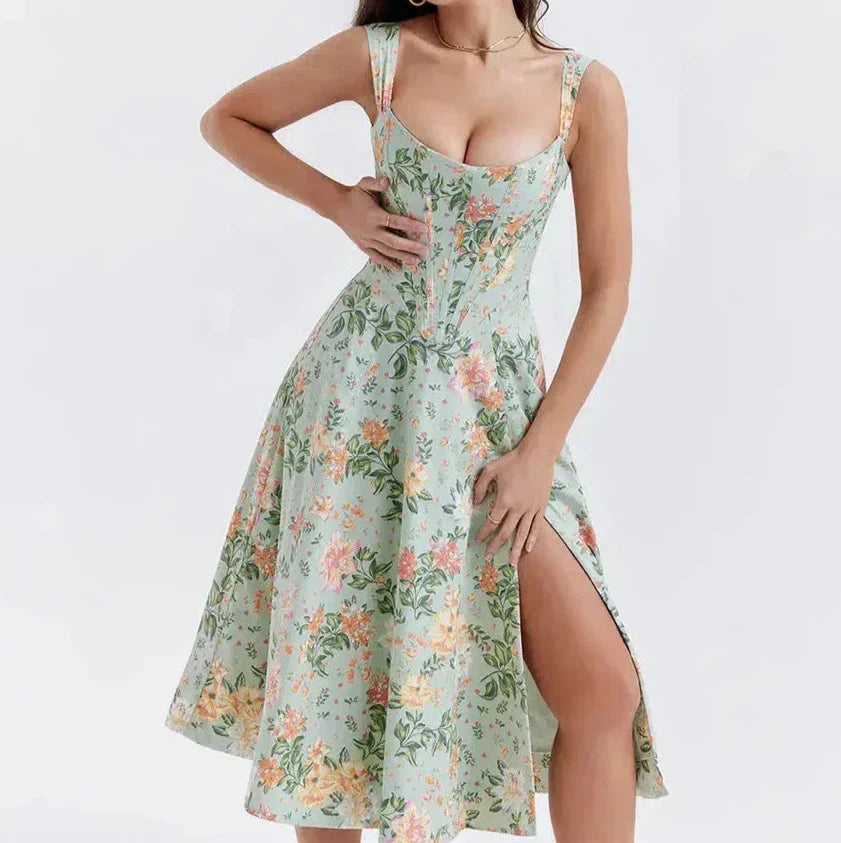 WW | Blumen Korsett Midi Kleid