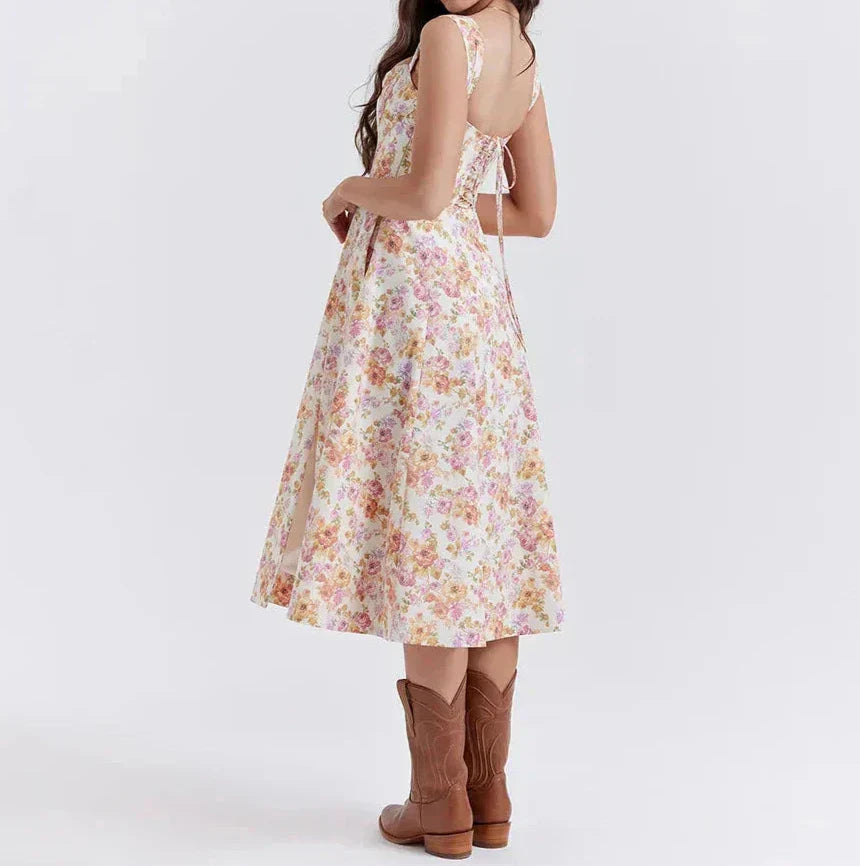 WW | Blumen Korsett Midi Kleid