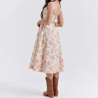 WW | Blumen Korsett Midi Kleid