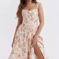 WW | Blumen Korsett Midi Kleid