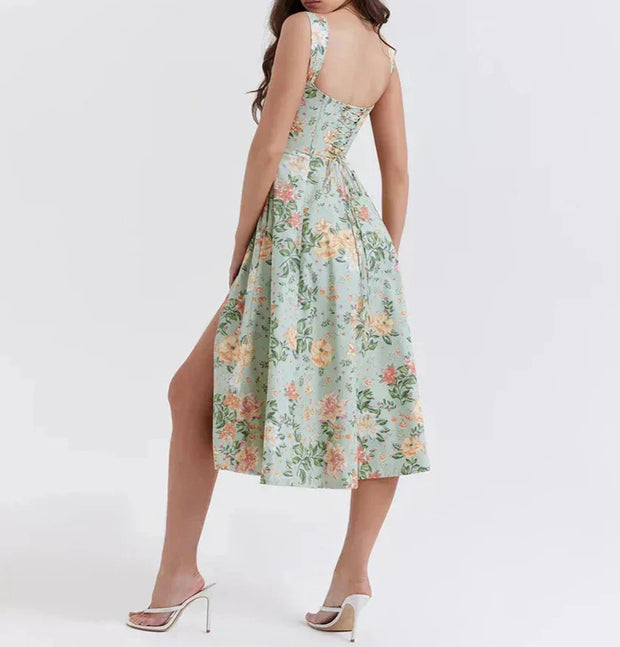 WW | Blumen Korsett Midi Kleid