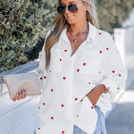 WW | Lässige Frühlingsbluse Mit Besticktem Herz Für Damen