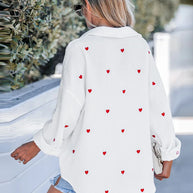 WW | Lässige Frühlingsbluse Mit Besticktem Herz Für Damen