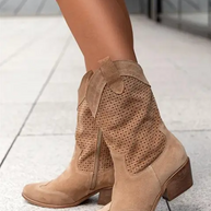 WW | Stiefel Atmungsaktiv Niedriger Absatz Cowgirl-Stiefel Damenstiefel