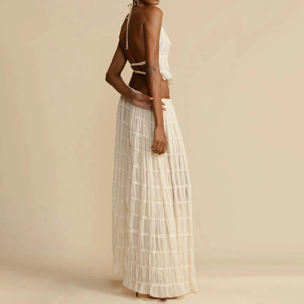 WW | Top Und Rock Set Offene Rücke Halterneck Maxi Rock Zweiteiliges Set