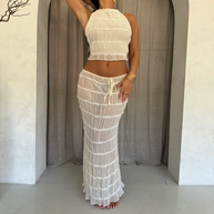 WW | Top Und Rock Set Offene Rücke Halterneck Maxi Rock Zweiteiliges Set
