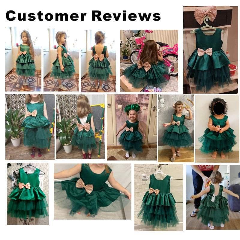 W&W Mode | Mädchenkleid für Babys Große Schleife Taufkleid Festkleider