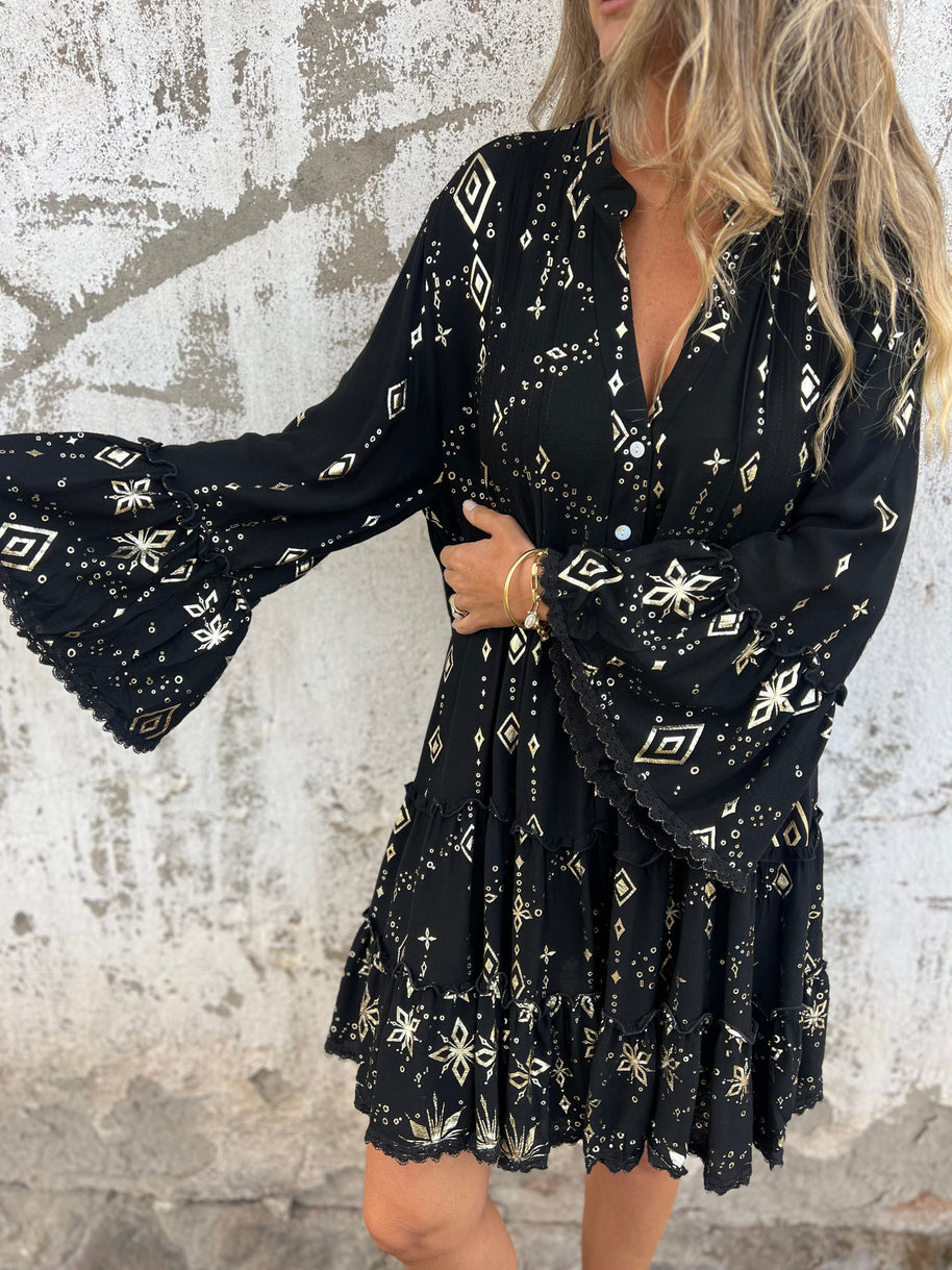 WW | Boho Metallic Hemdkleid