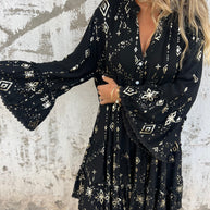 WW | Boho Metallic Hemdkleid