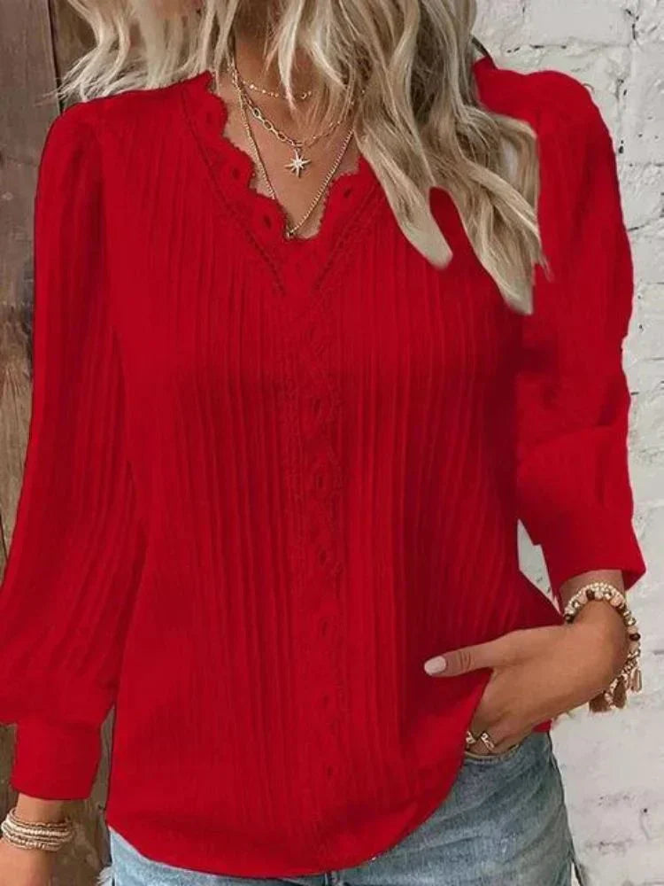 WW | Chiffonbluse mit Spitze Detail