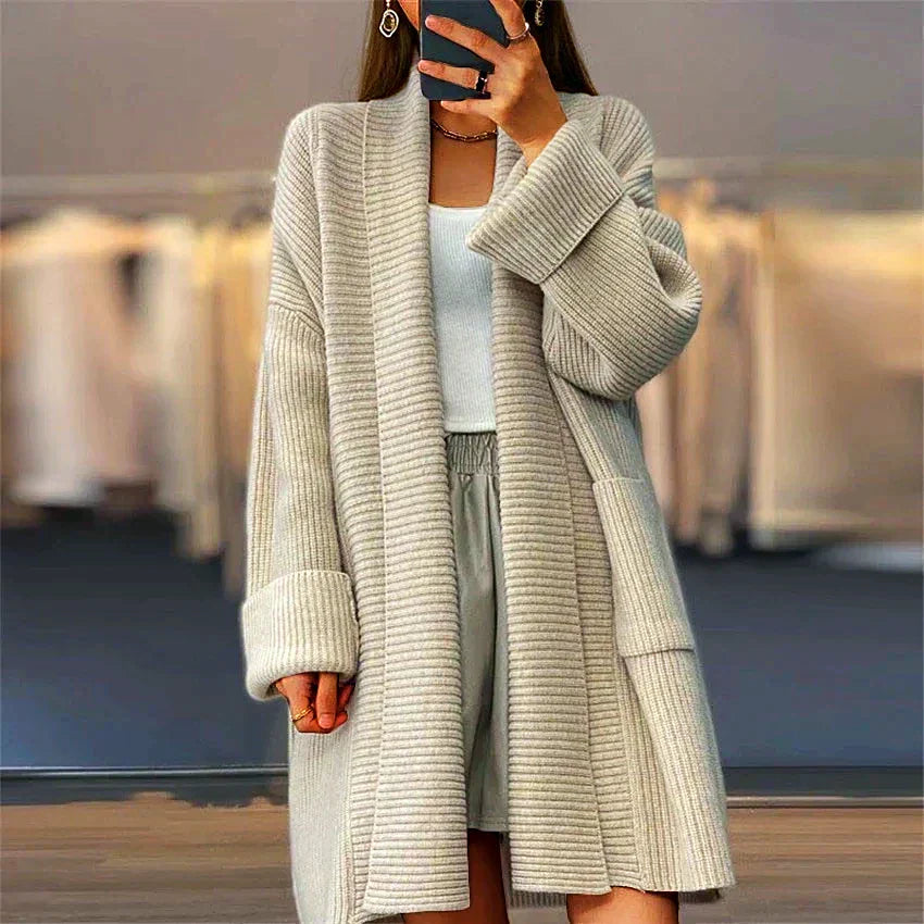 WW | Verdickte Damen-Strickjacke in Unifarben