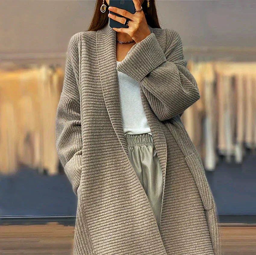 WW | Verdickte Damen-Strickjacke in Unifarben