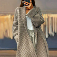 WW | Verdickte Damen-Strickjacke in Unifarben