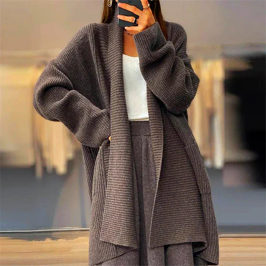 WW | Verdickte Damen-Strickjacke in Unifarben
