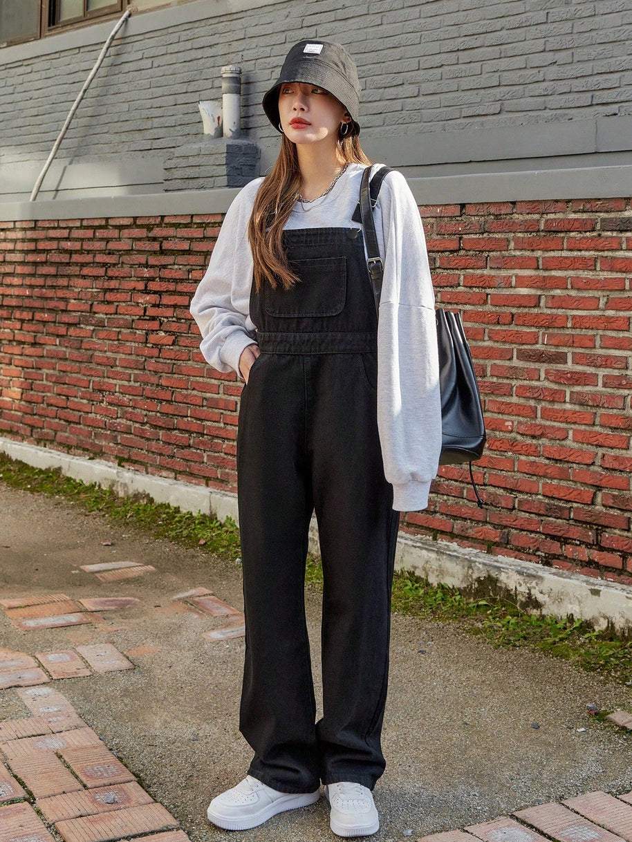 WW | Schräge Tasche Denim Latzhose ohne Sweatshirt