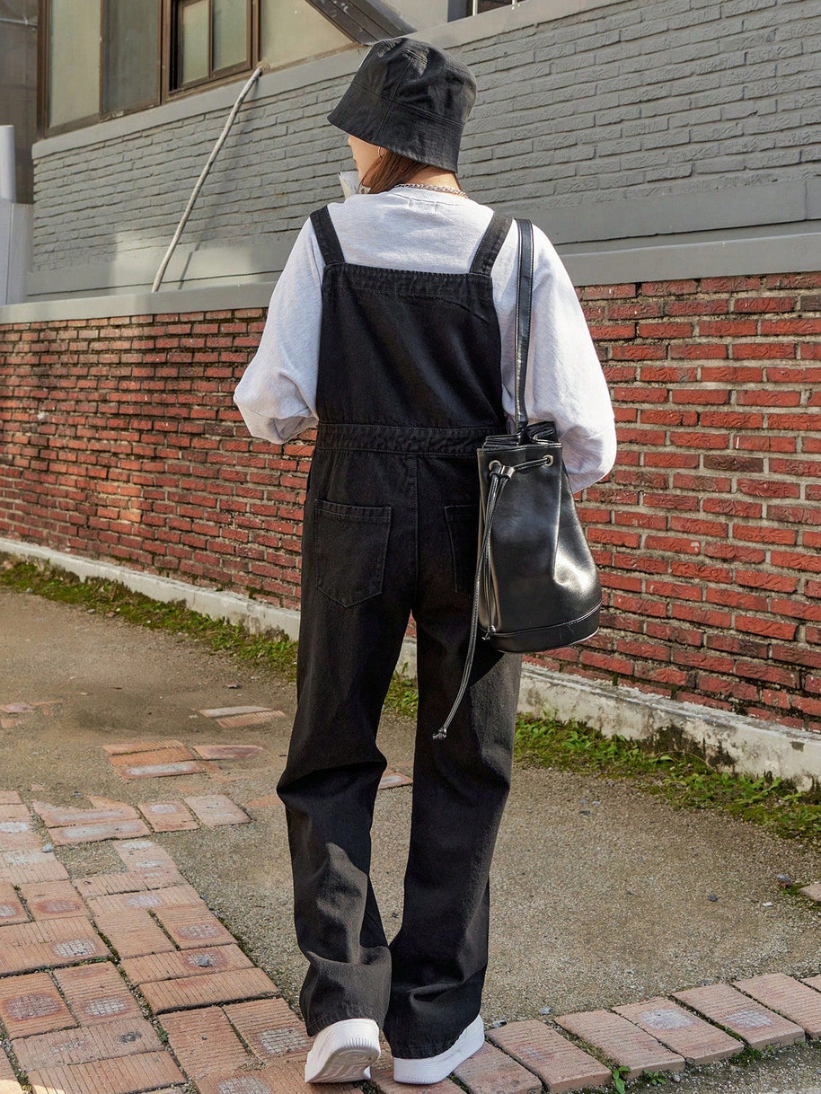 WW | Schräge Tasche Denim Latzhose ohne Sweatshirt