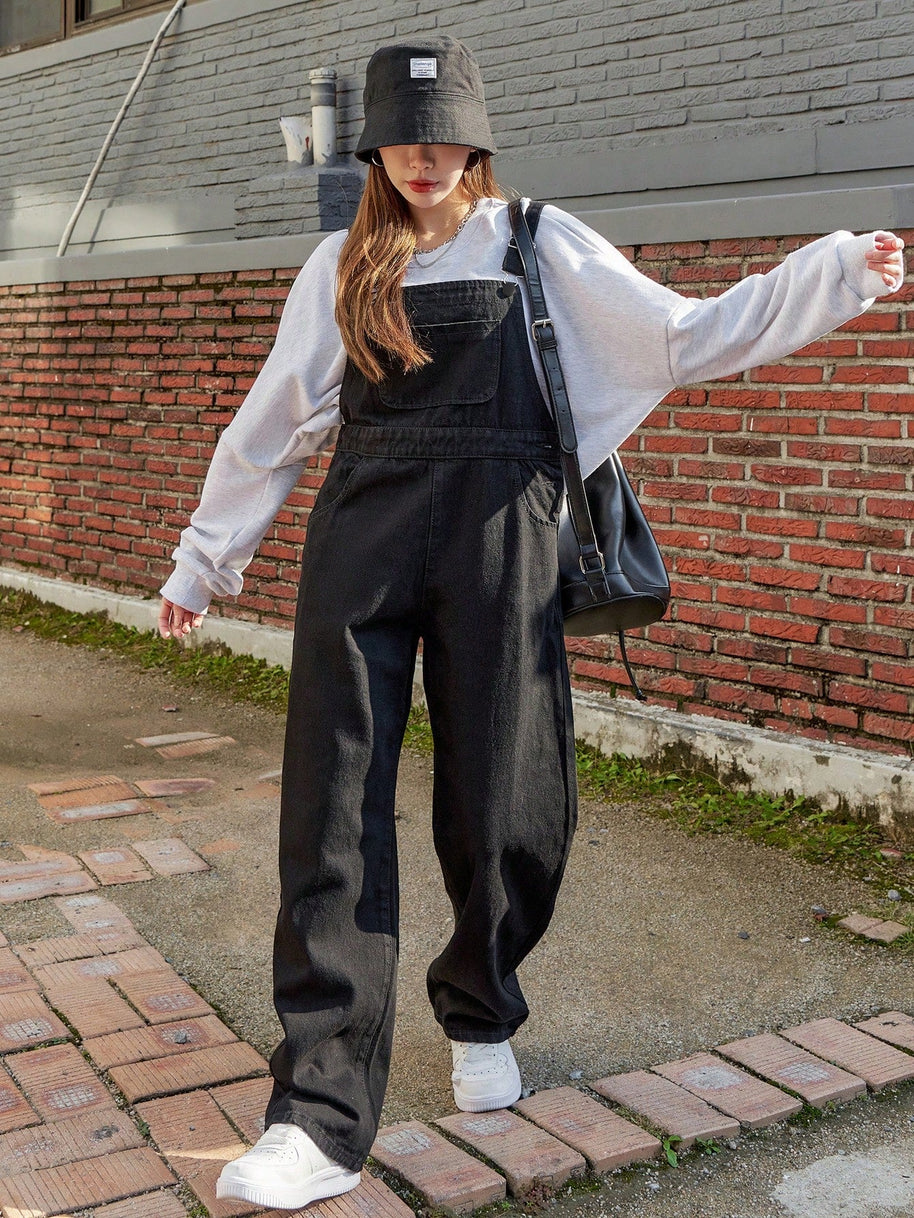 WW | Schräge Tasche Denim Latzhose ohne Sweatshirt