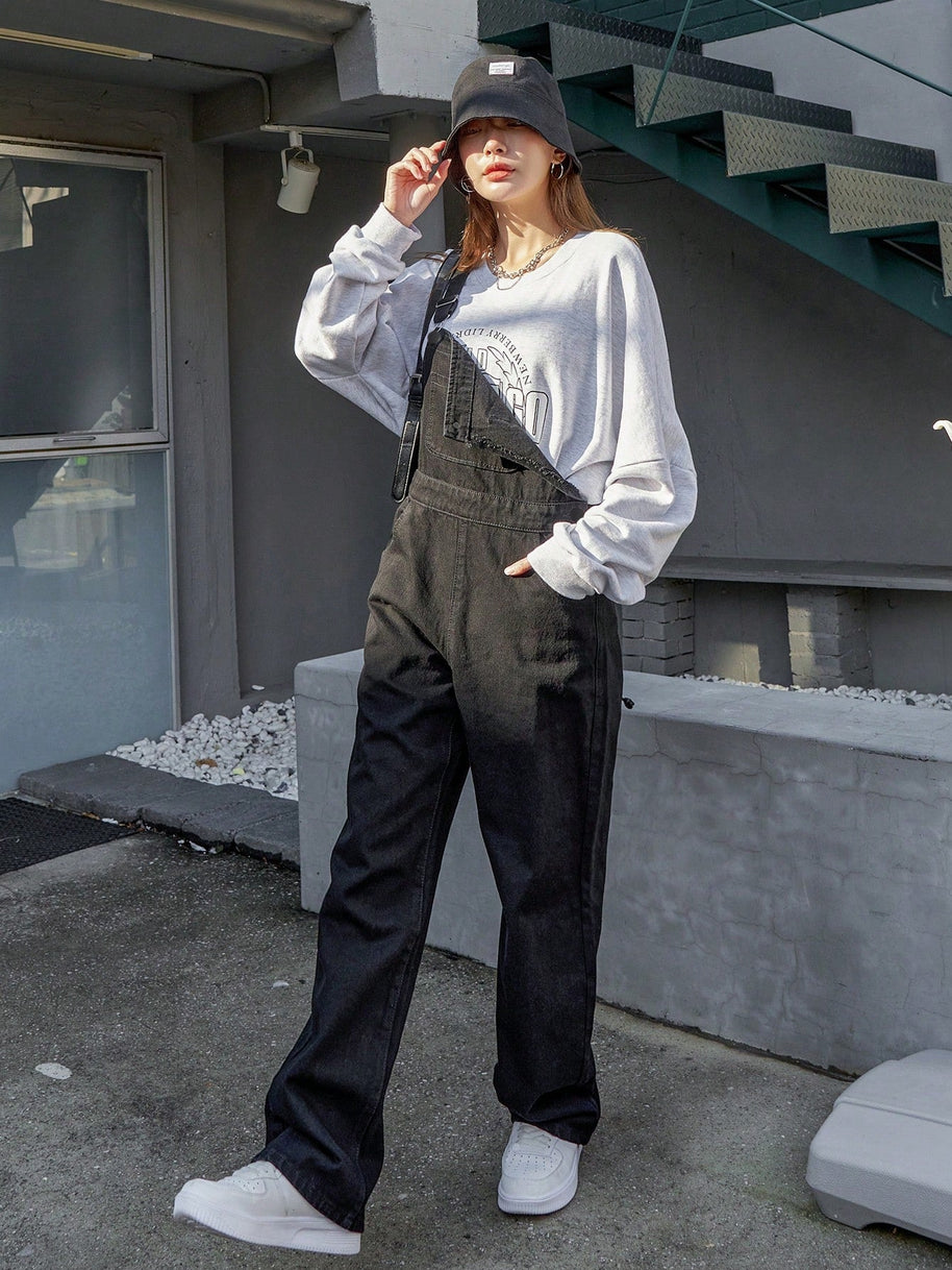 WW | Schräge Tasche Denim Latzhose ohne Sweatshirt