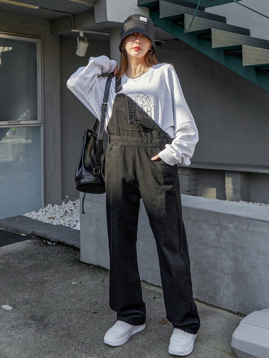 WW | Schräge Tasche Denim Latzhose ohne Sweatshirt