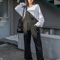 WW | Schräge Tasche Denim Latzhose ohne Sweatshirt