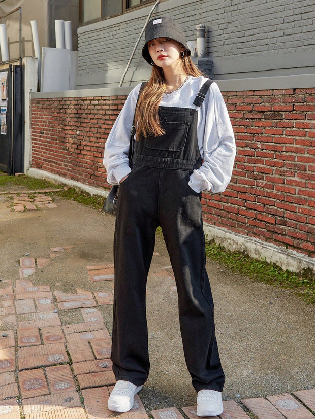 WW | Schräge Tasche Denim Latzhose ohne Sweatshirt