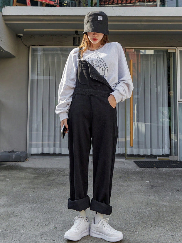 WW | Schräge Tasche Denim Latzhose ohne Sweatshirt