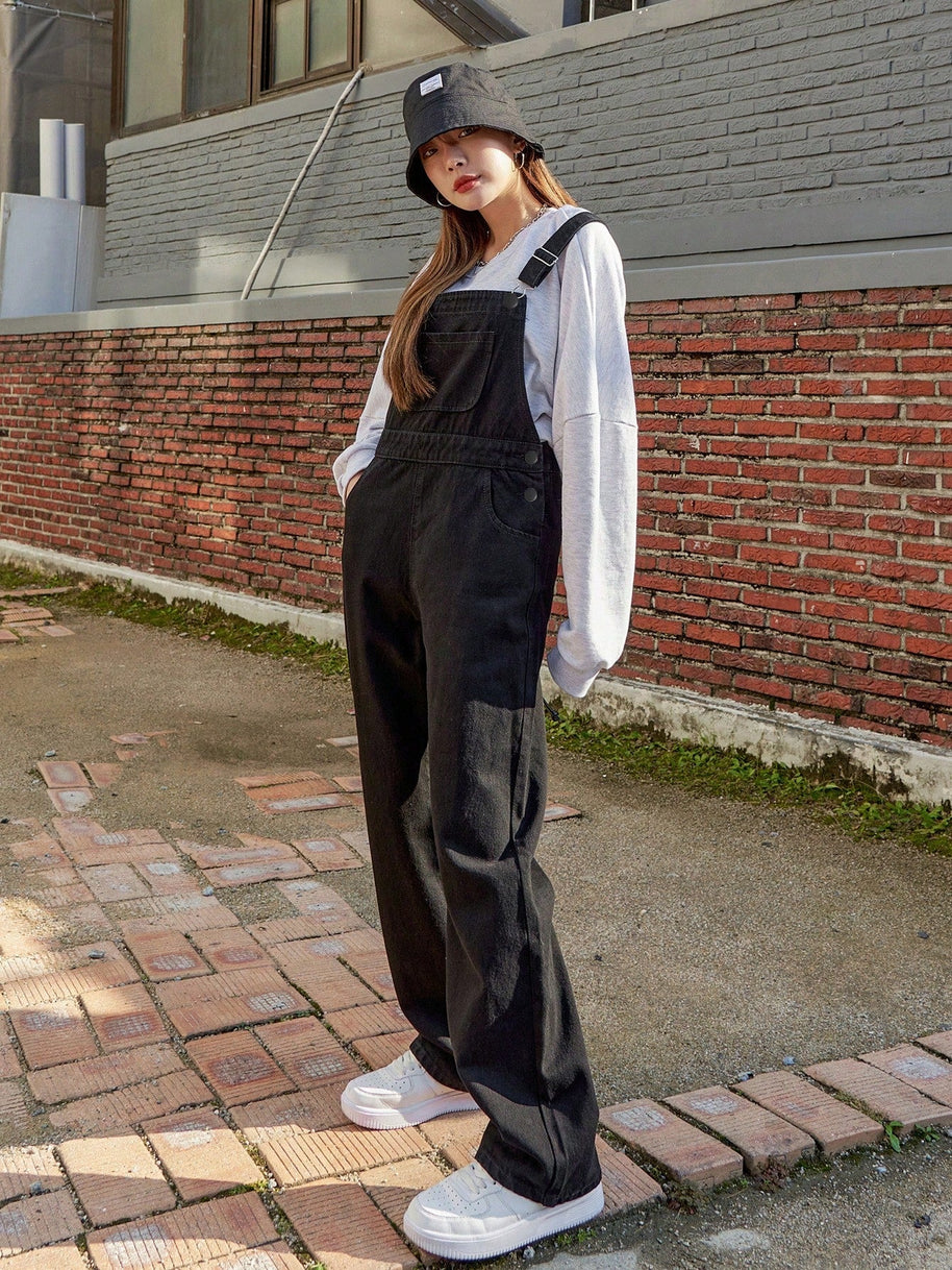 WW | Schräge Tasche Denim Latzhose ohne Sweatshirt