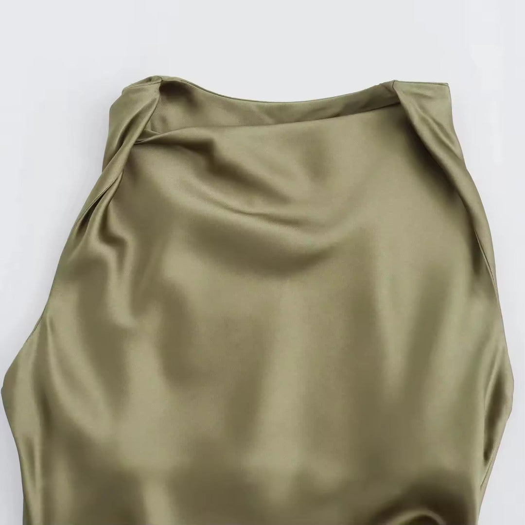 W&W Mode | Satin Maxikleid Elegante Drapierung