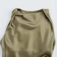 WW | Satin Maxikleid Elegante Drapierung
