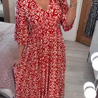 Kleid mit 3/4 Ärmeln und Muster