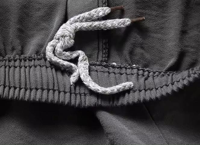Damen Leinen-Set mit Langarm-Oberteil, Stehkragen und Froschknöpfen