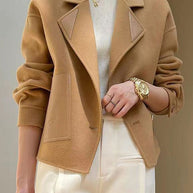 WW | Khaki Peter Pan Kragen Patchwork Wollmäntel