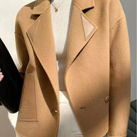 WW | Khaki Peter Pan Kragen Patchwork Wollmäntel