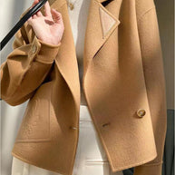 WW | Khaki Peter Pan Kragen Patchwork Wollmäntel