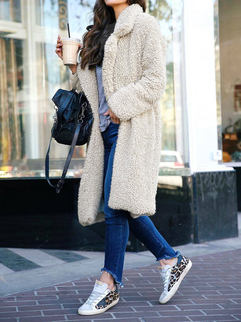 WW | Frauen Fluffy Lange Jacke Oberbekleidung