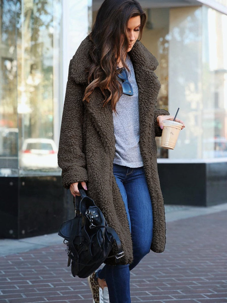 WW | Frauen Fluffy Lange Jacke Oberbekleidung