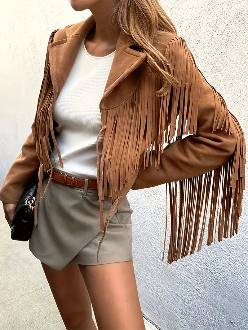 WW | Velourslederjacke mit Fransen