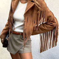 WW | Velourslederjacke mit Fransen