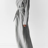 WW - Leinen Wickel Maxikleid