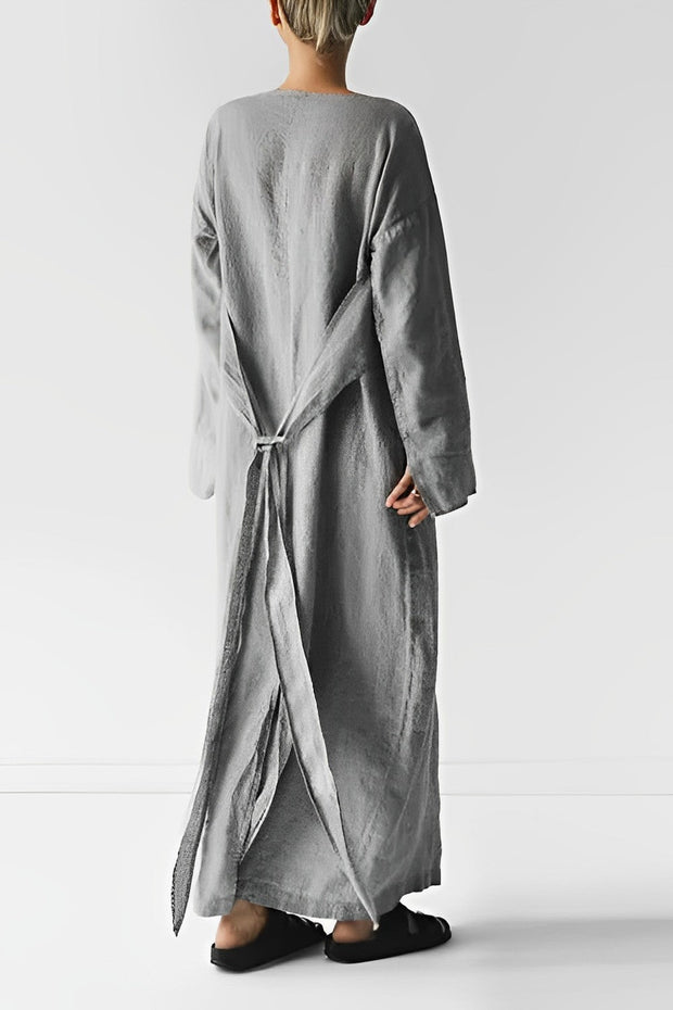 WW - Leinen Wickel Maxikleid