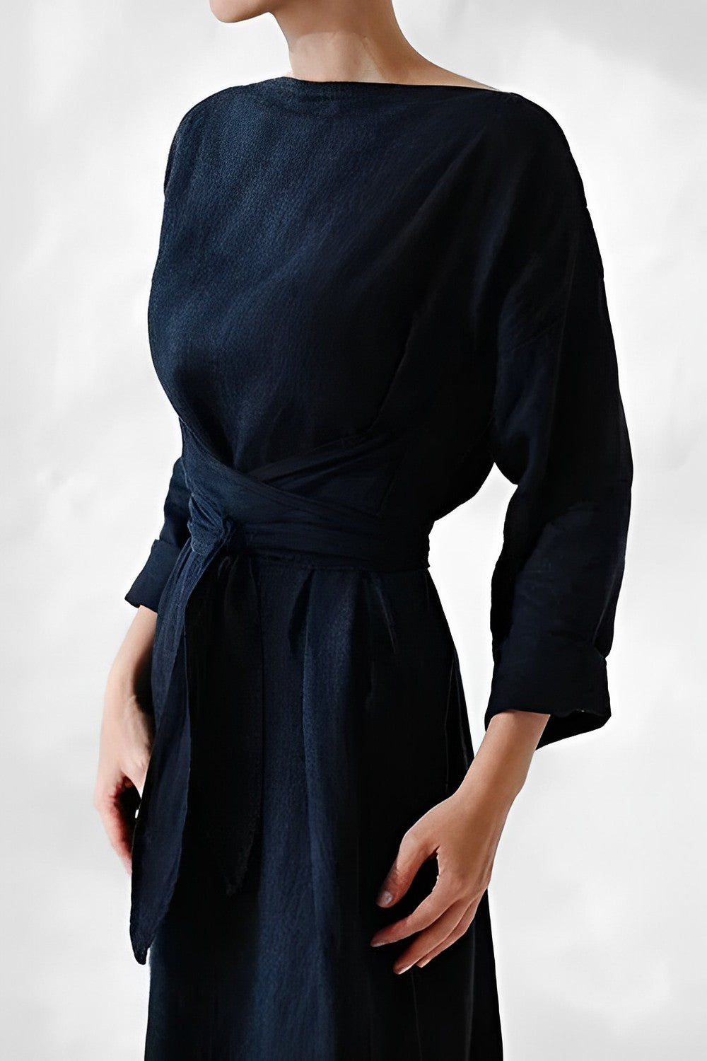 WW - Leinen Wickel Maxikleid