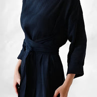 WW - Leinen Wickel Maxikleid