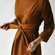WW - Leinen Wickel Maxikleid